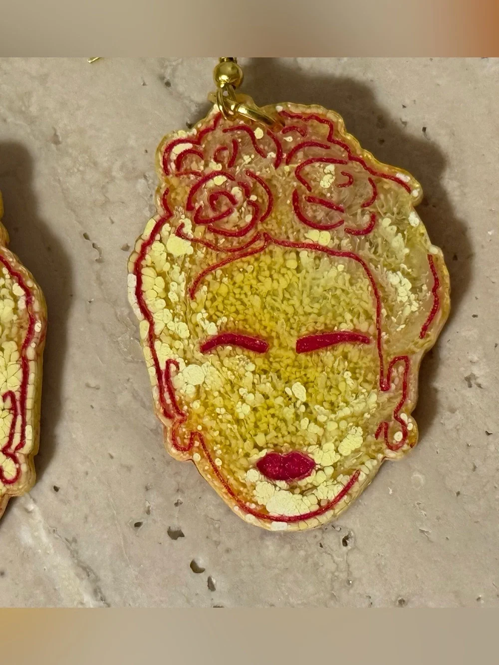 Handmade Frida Kahlo Inspired Resin Statement Earrings